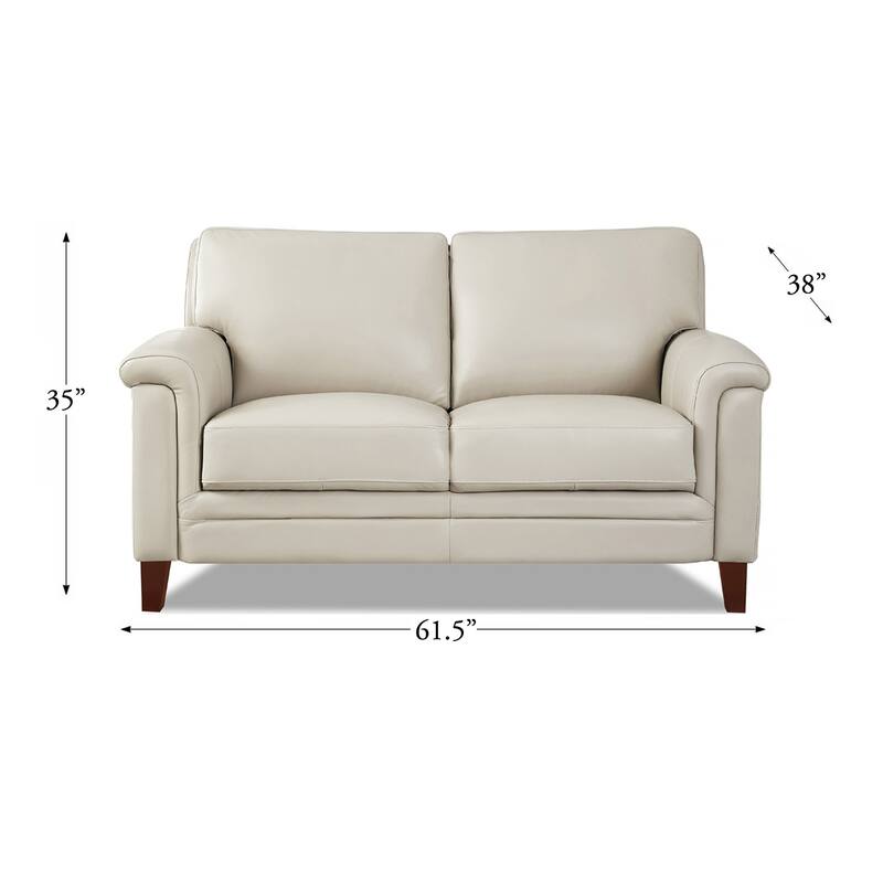 Hydeline Westcott Top Grain Leather Loveseat with Memory Foam and Springs