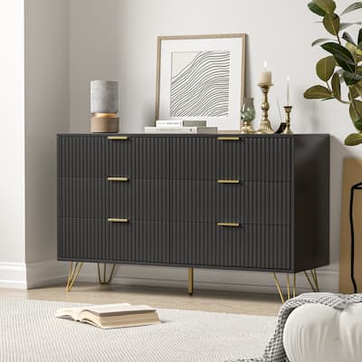 FURNIWAY Fluted Drawer Dresser for Bedroom