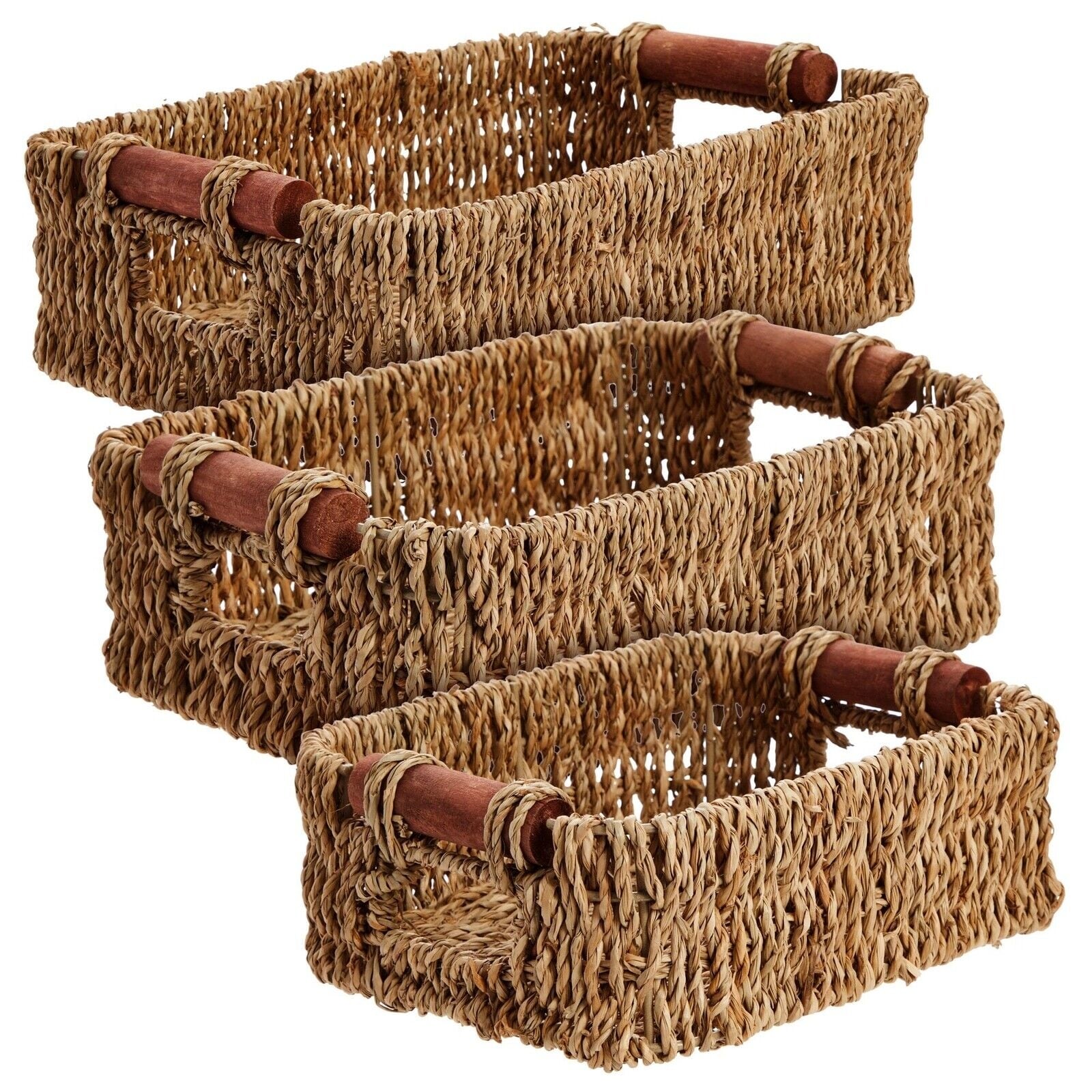 Juvale Set Of 3 Small Wicker Baskets For Storage, Woven Nesting