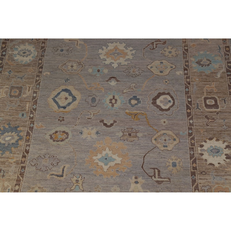 Hand Knotted Oriental 100% Wool Carpet Transitional All-Over Greys & Charcoal Oushak Area Rug - 9' 11'' X 8' 2''