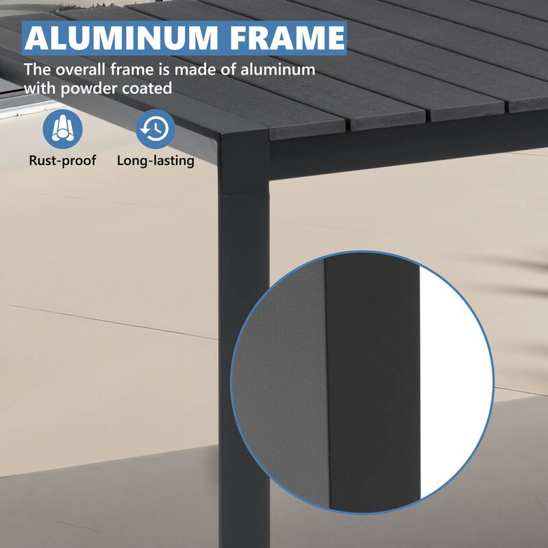 VredHom Premium Outdoor Patio Aluminum Dining Table with Umbrella Hole