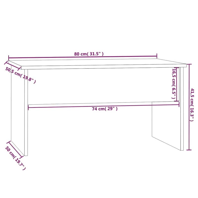 vidaXL Coffee Table Lift Top End Table Accent Side Sofa Table Engineered Wood - 31.5" x 19.9" x 16.3"