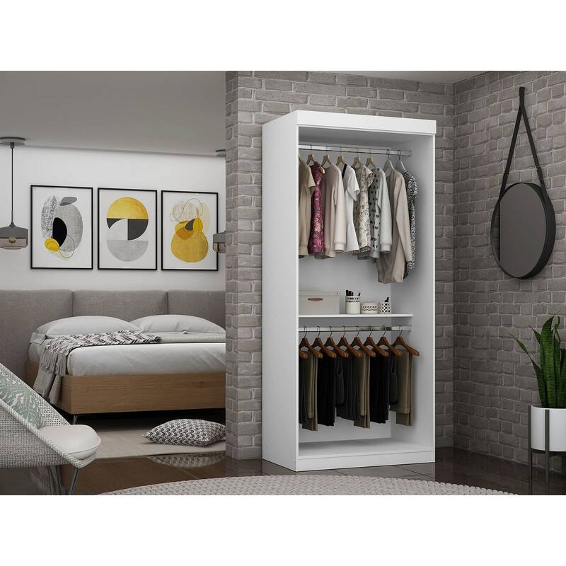 Manhattan Comfort Mulberry 35.9 Open Double Hanging Modern Wardrobe Closet with 2 Hanging Rods