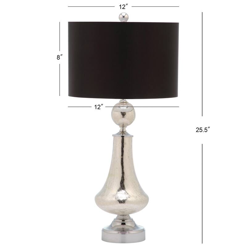 SAFAVIEH Lighting Dinie 26-inch Crackled Glass Table Lamp (Set of 2) - 12"x12"x25.5" - 12Wx12Dx26H - Ivory/Silver