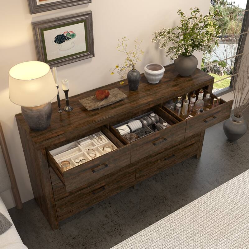 Elegant Wood - grain Nine - drawer Dresser: Spacious Storage, Modern Design & Quality Details