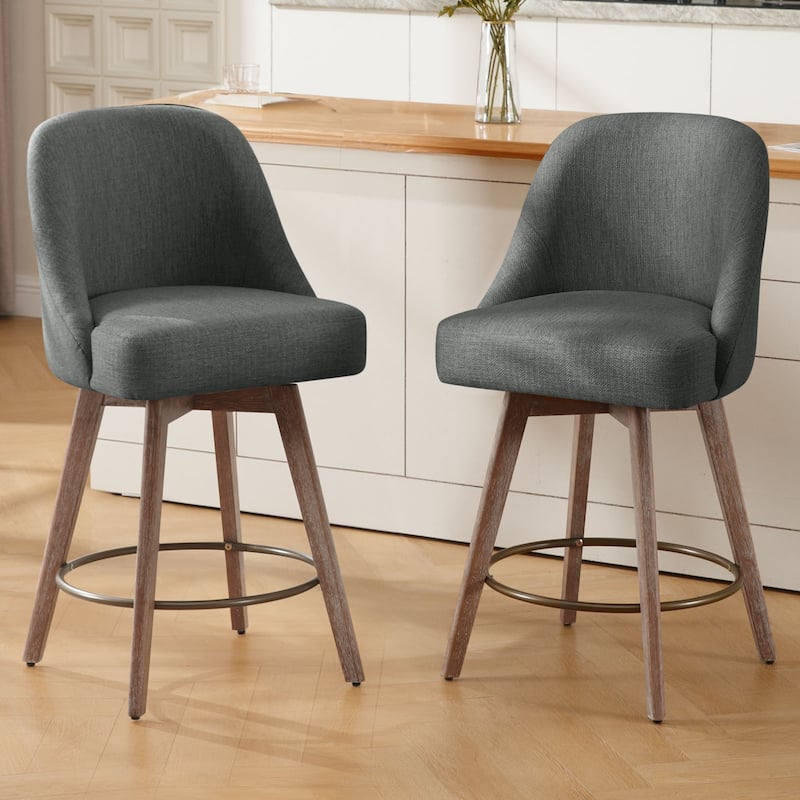 26" Counter Height Swivel Bar Stool, Upholstered Counter Stools - 39.37" (H) x 22.44" (D) x 21.65" (W)