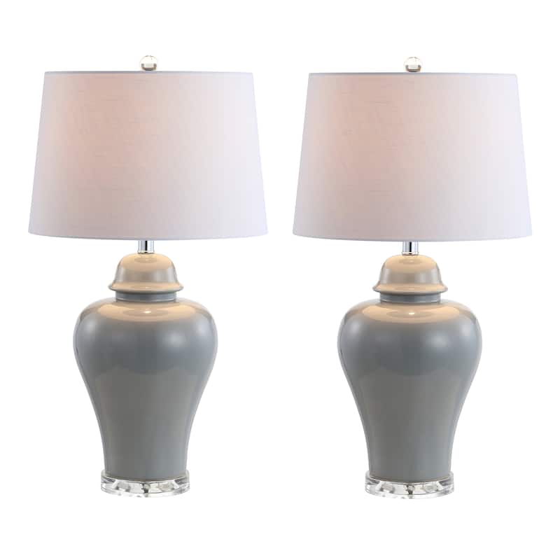 Bowen 27" Ceramic Urn LED Table Lamp, Grey (Set of 2) by JONATHAN Y