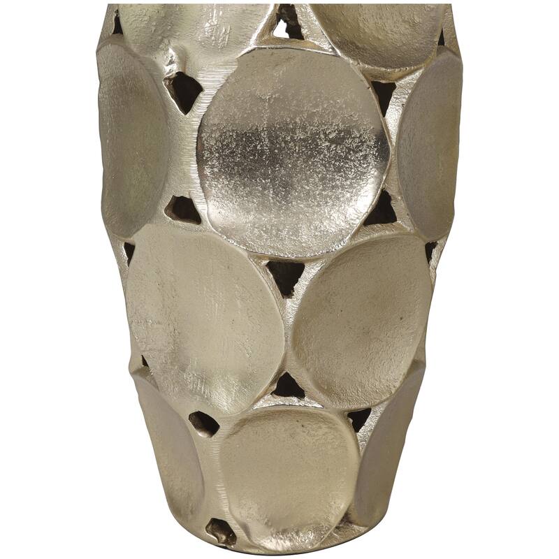 Aluminum Metal Geometric Open Framed Decorative Vase with Circular Plates - Set of 2 Gold or Silver - Roche River Decor