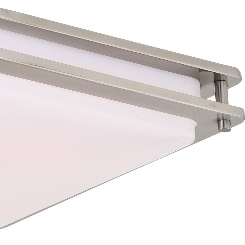 Flush Mount Ceiling Light - Satin Nickel Finish, White Shade - 16 Inch Modern Light Fixture - 3.5
