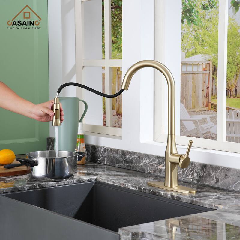 Stainless Steel Single Handle Pull Down Sprayer Kitchen Faucet