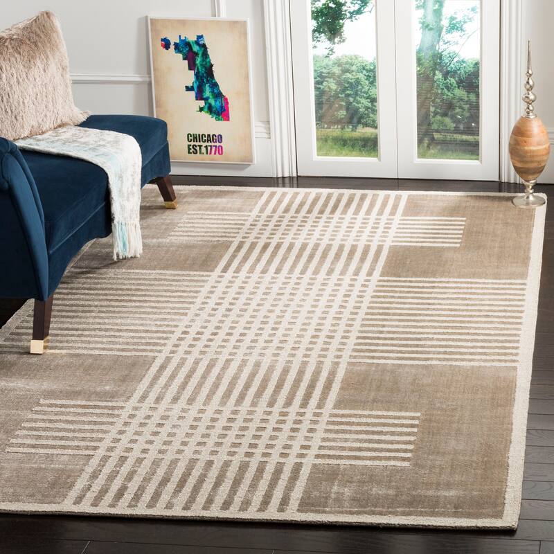 SAFAVIEH Handmade Mirage Shinar Modern Abstract Viscose Rug - 6' x 9' - Brown