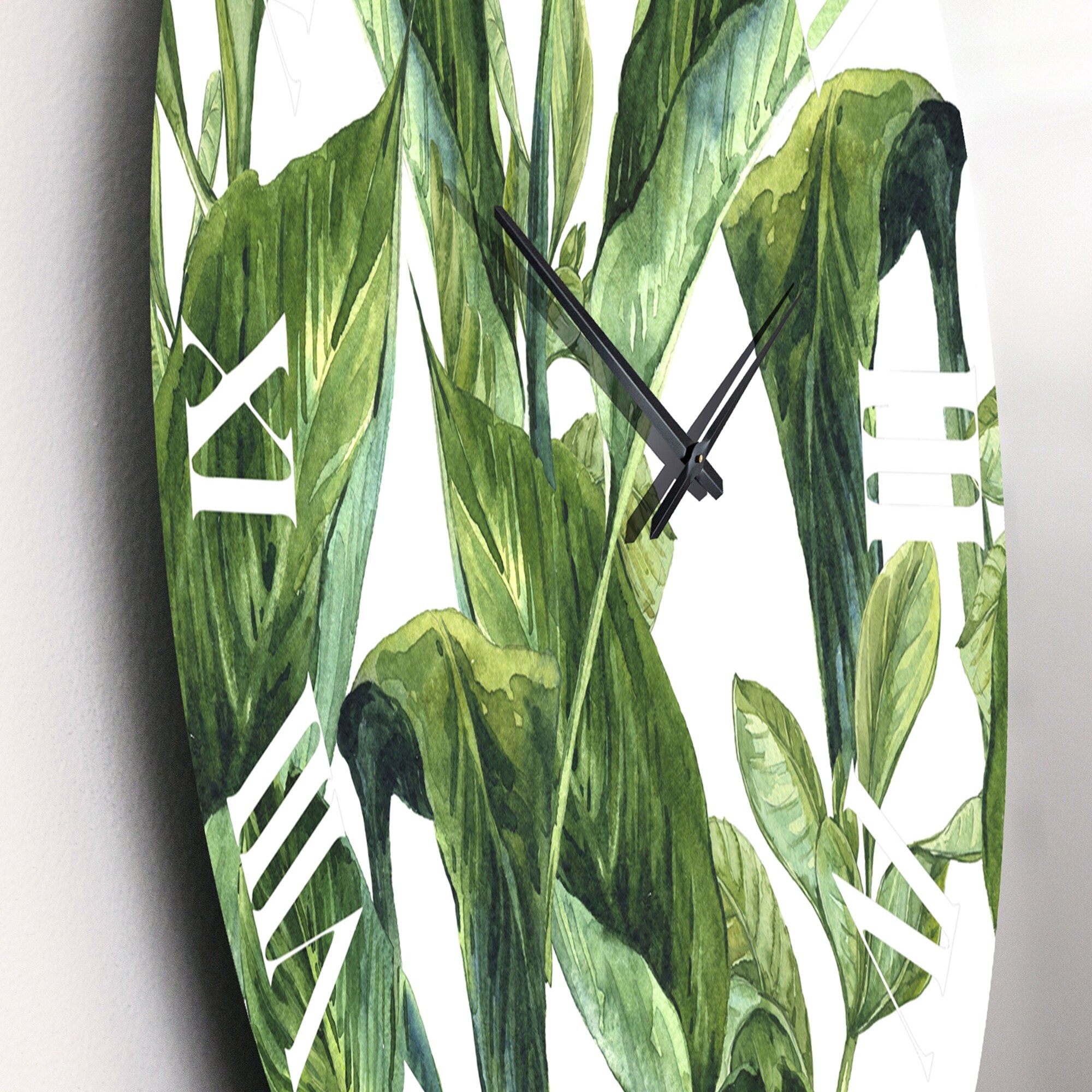 Designart 'Foliage Of Tropical Leaves' Tropical wall clock - Picture 9 of 20