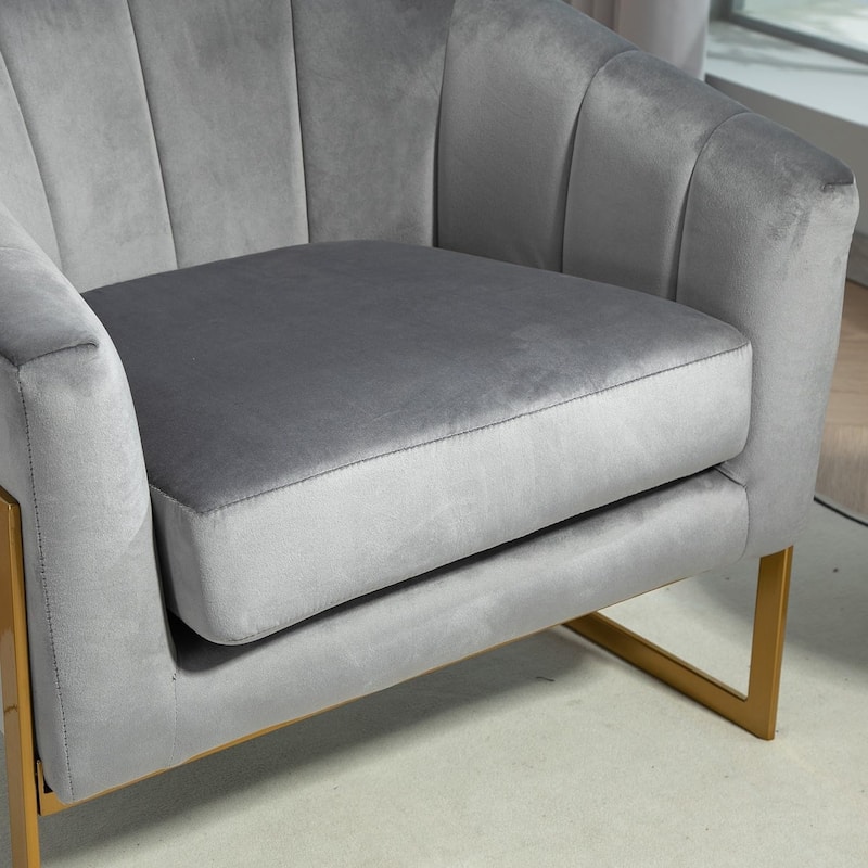 Modern Accent Armchair Luxury Gold Frame and Multi-colored Velvet Material Infuse Elegant Flair