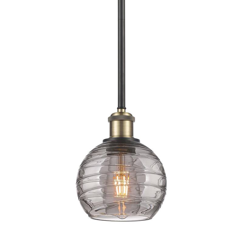 Innovations Lighting 516-1S-9-6 Athens Deco Swirl Pendant Athens Deco - Black Antique Brass / Light Smoke Deco Swirl