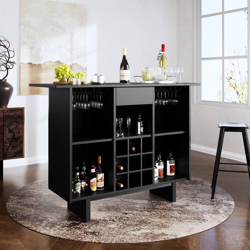 Wine Bar Cabinet Kitchen Sideboard Buffet Cabinet with Wine Rack and Drawers