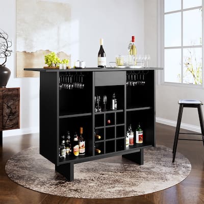 Wine Bar Cabinet Kitchen Sideboard Buffet Cabinet with Wine Rack and Drawers