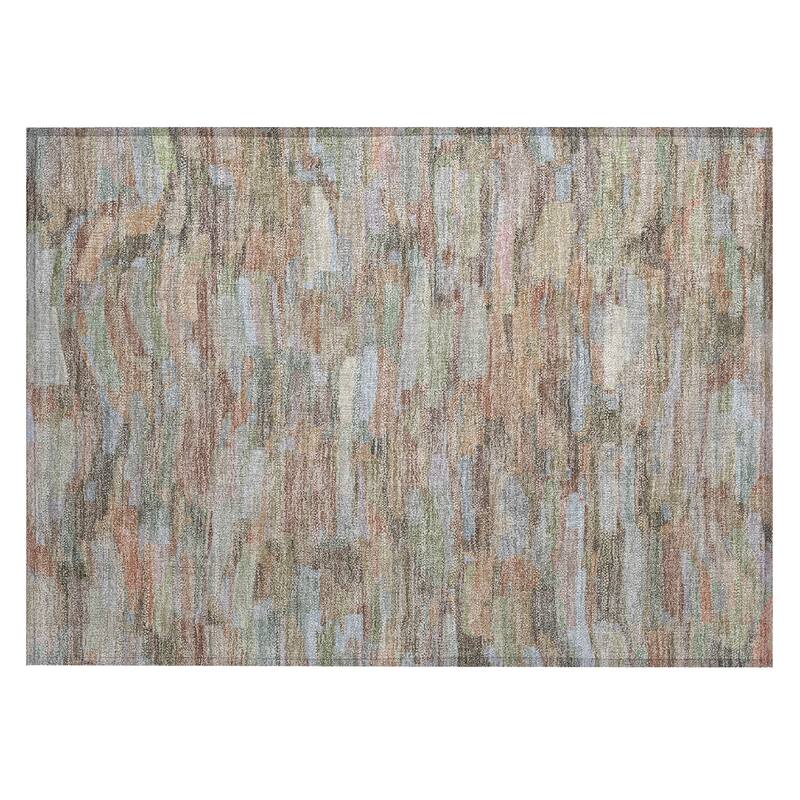 Machine Washable Indoor/ Outdoor Abstract Rock Chantille Rug