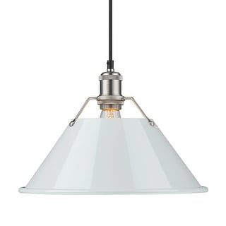 Yep by Golden Lighting Orwell 1-light 14in Pendant in Pewter and Dusky Blue shade - Silver