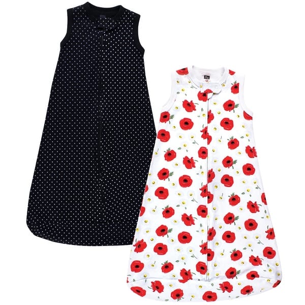 slide 1 of 1, Hudson Baby Infant Girl Interlock Cotton Sleeveless Sleeping Bag, Poppy Daisy 0-3 Months - Poppy Daisy