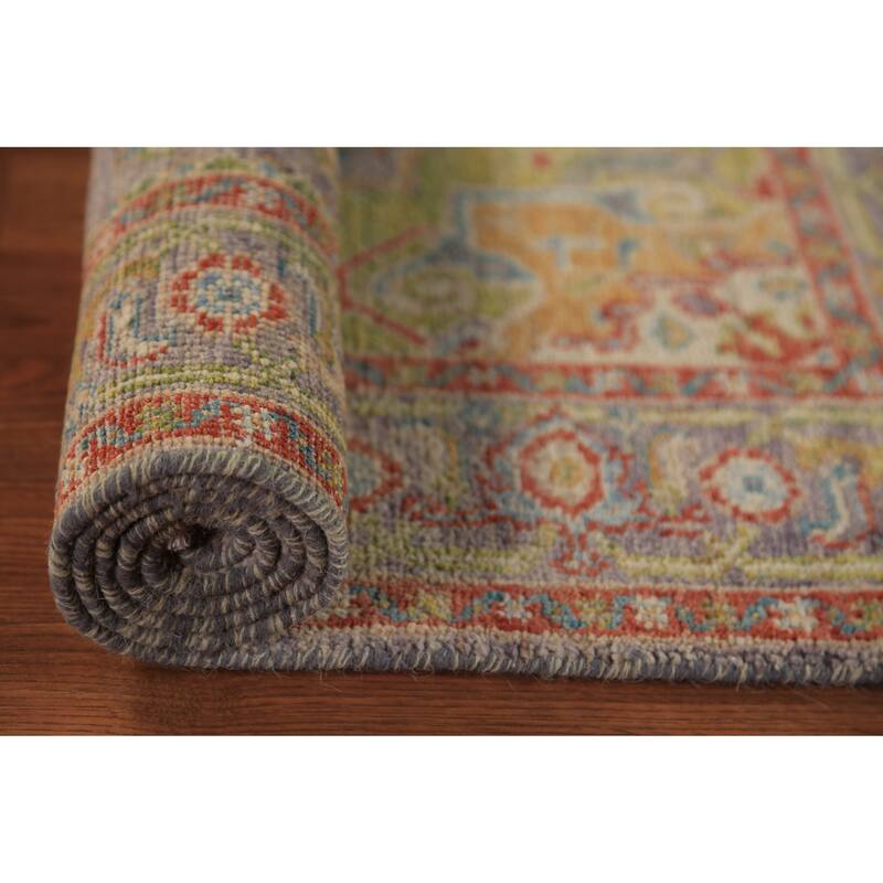 Vegetable Dye Heriz Serapi Oriental Rug Hand-Knotted Grey Wool Carpet - 3'0"x 4'9"