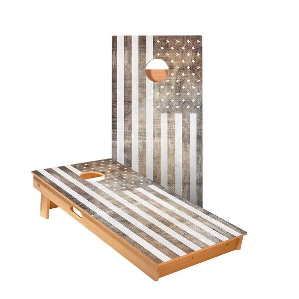slide 2 of 5, Vintage Black And White American Flag Cornhole Boards NO Bags - Add Board Lights