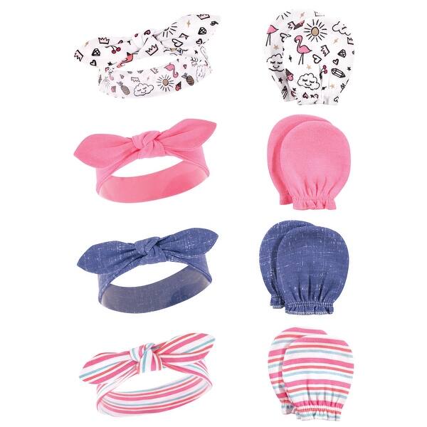 slide 1 of 1, Hudson Baby Infant Girl Cotton Headband and Scratch Mitten Set, Doodle, 0-6 Months - Doodle Doodle - 0-6 Months