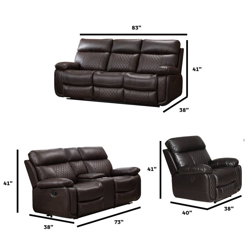 Contemporary Multi Piece Faux Leather Upholstered Living Room Sofa Set