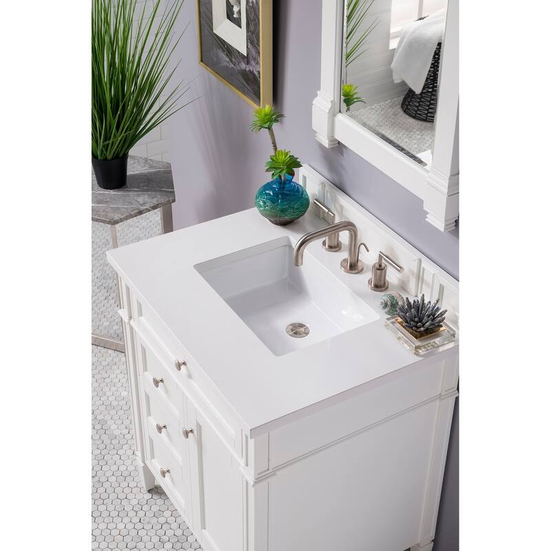 James Martin Vanities Brittany 30" Single Vanity, Bright White - 30 x 23.50 x 34