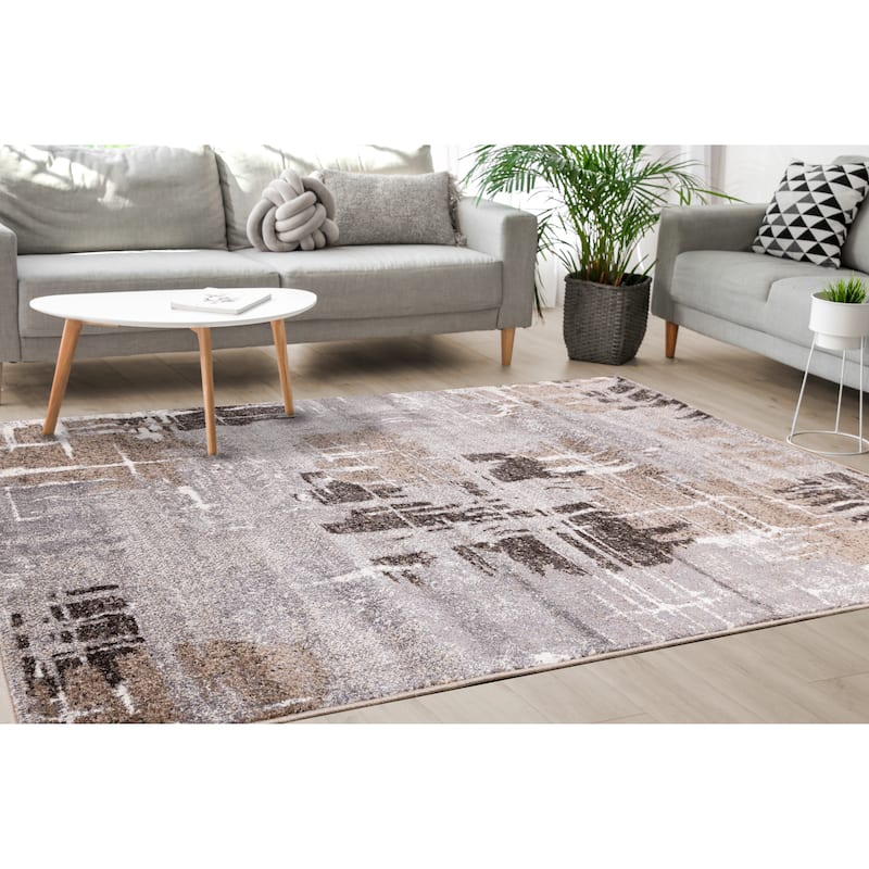 May Collection - Cream/Grey/Taupe Distressed Rug