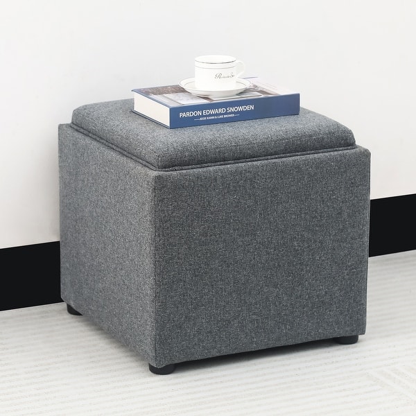 slide 2 of 27, Adeco Storage Ottoman With Tray