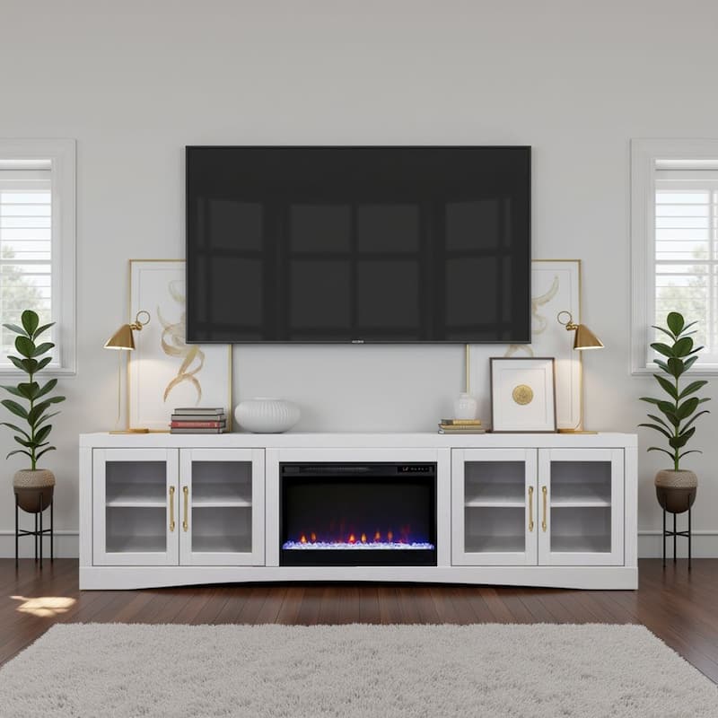 Bridgevine Home Heritage 94 inch Fireplace TV Stand, for TVs up to 100 inches