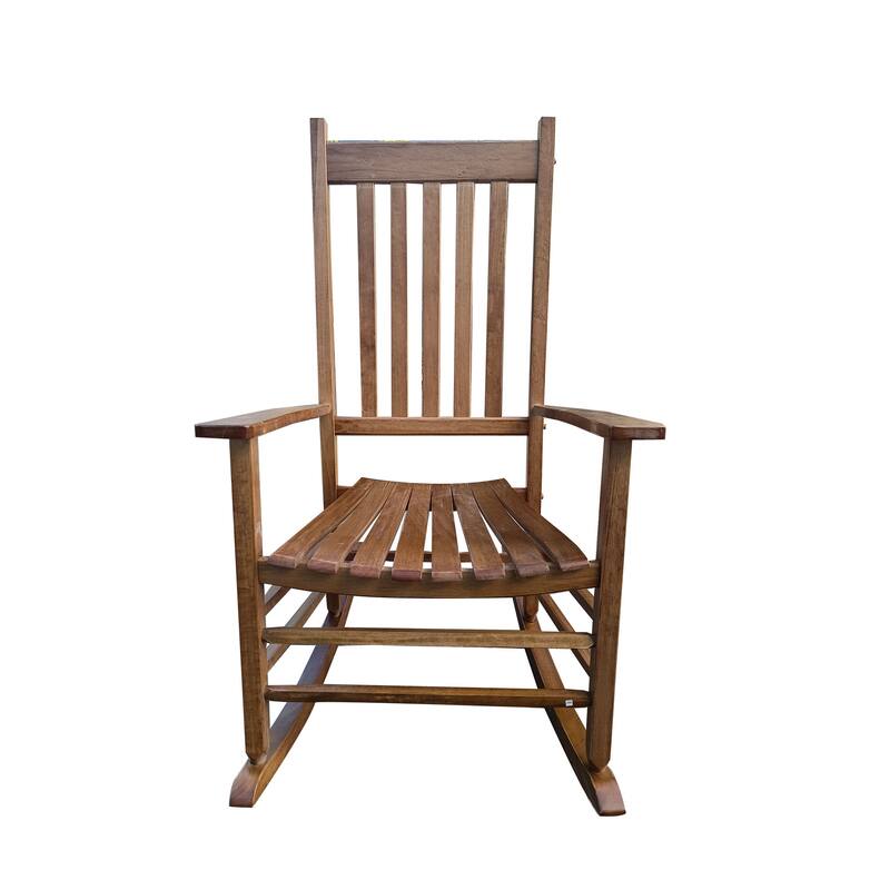Brown Modern 26.38" High Back Rocking Chair with Solid Wood Frame in Outside