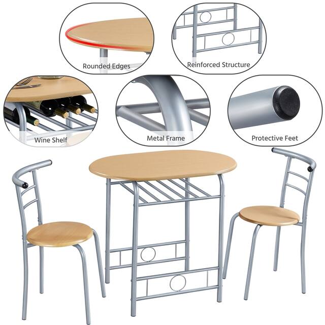 Yaheetech Modern Round Dining Table Set, 3 Piece Dining Room Sets