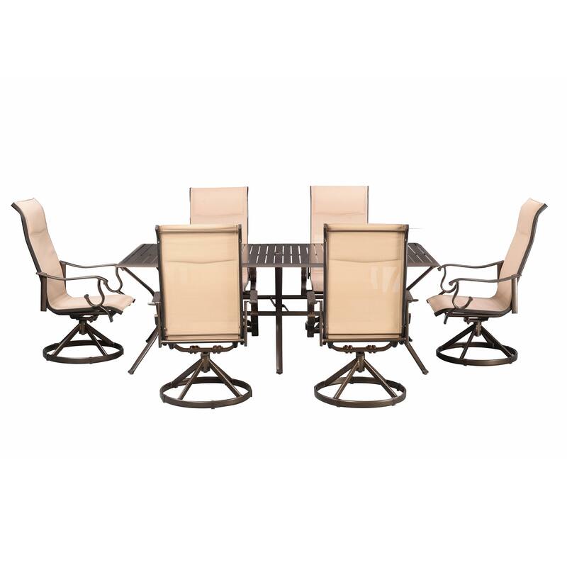 Westin 7pc Outdoor Aluminum & Padded Sling Swivel Patio Dining Set - Bronze