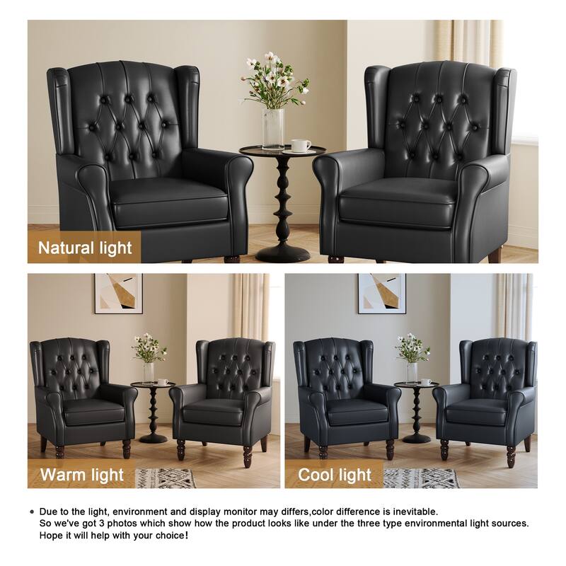 Button-Tufted Accent Club Chair Wingback Armchair Set of 2