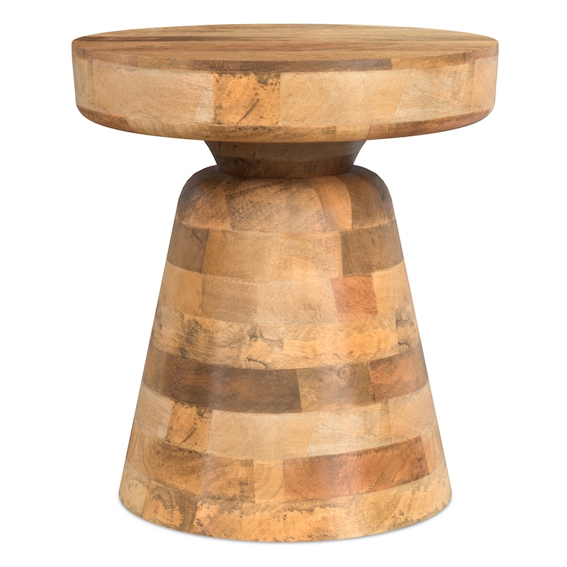 WYNDENHALL Krentz SOLID MANGO WOOD 16 inch Wide Round Contemporary Rustic Accent Table