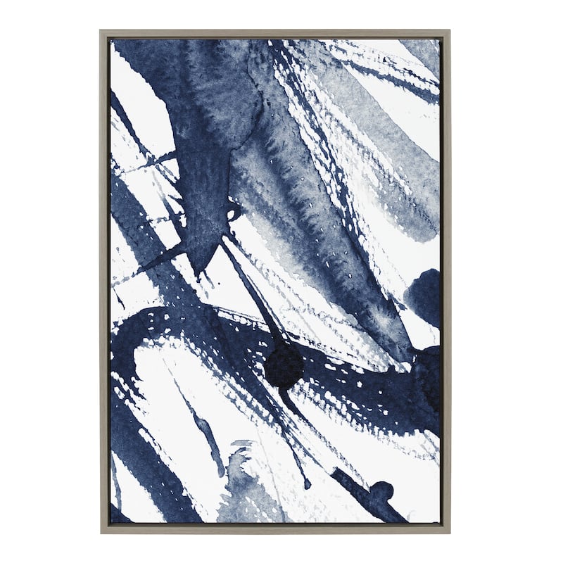 Kate and Laurel Sylvie Indigo Framed Canvas by Amy Peterson Art Studio - 23x33 - Plastic - Grey