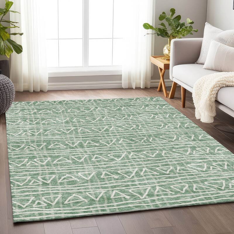 Premium Washable Super Soft Geo Mayfield Rug - Sage - 8' x 10' - Rectangle