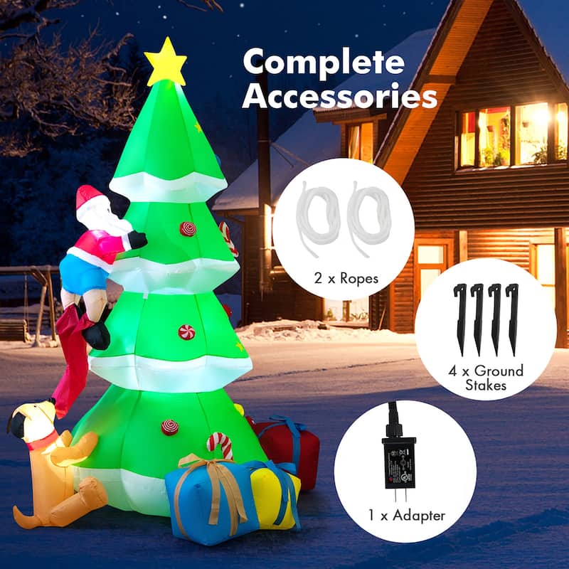 Gymax 7FT Self Inflatable Santa Claus Climbing Tree Christmas - See Details