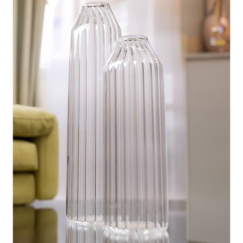Decorative Clear Glass Bottle/Vase Dia 2.75" & H 12" - CLEAR - CLEAR