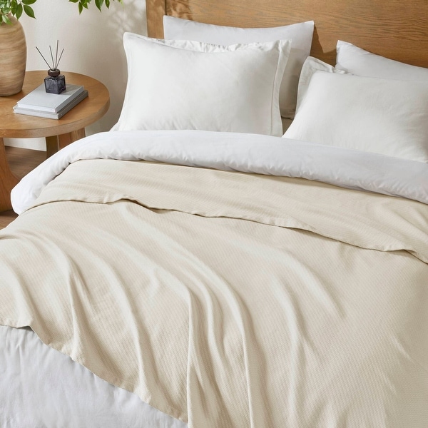 Madison Park Liquid Solid Colored Woven Cotton Blanket - On