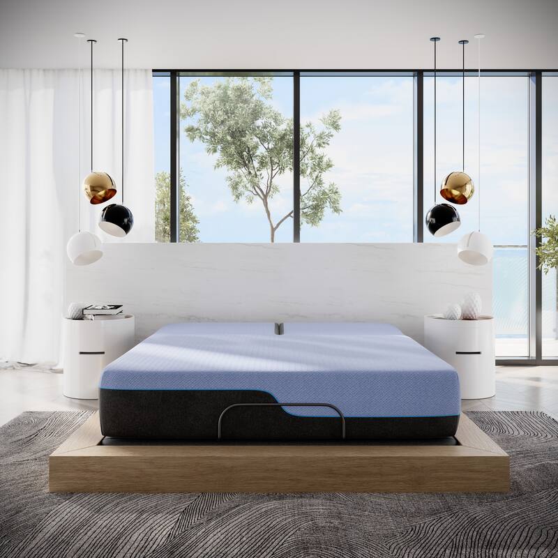 Bridgevine Home 12 inch Refresh Flex Top Latex Foam Hybrid Mattress and Adjustable Base Bundle