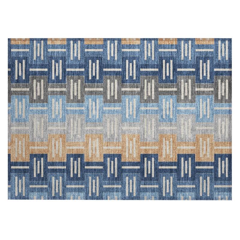 Machine Washable Indoor/ Outdoor Modern Wamego Chantille Rug