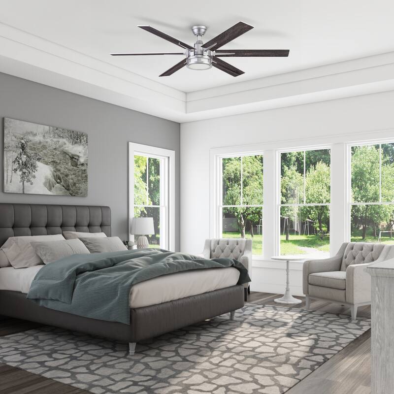 56" Honeywell Kaliza Pewter Indoor Modern LED Ceiling Fan with Light and Remote Control