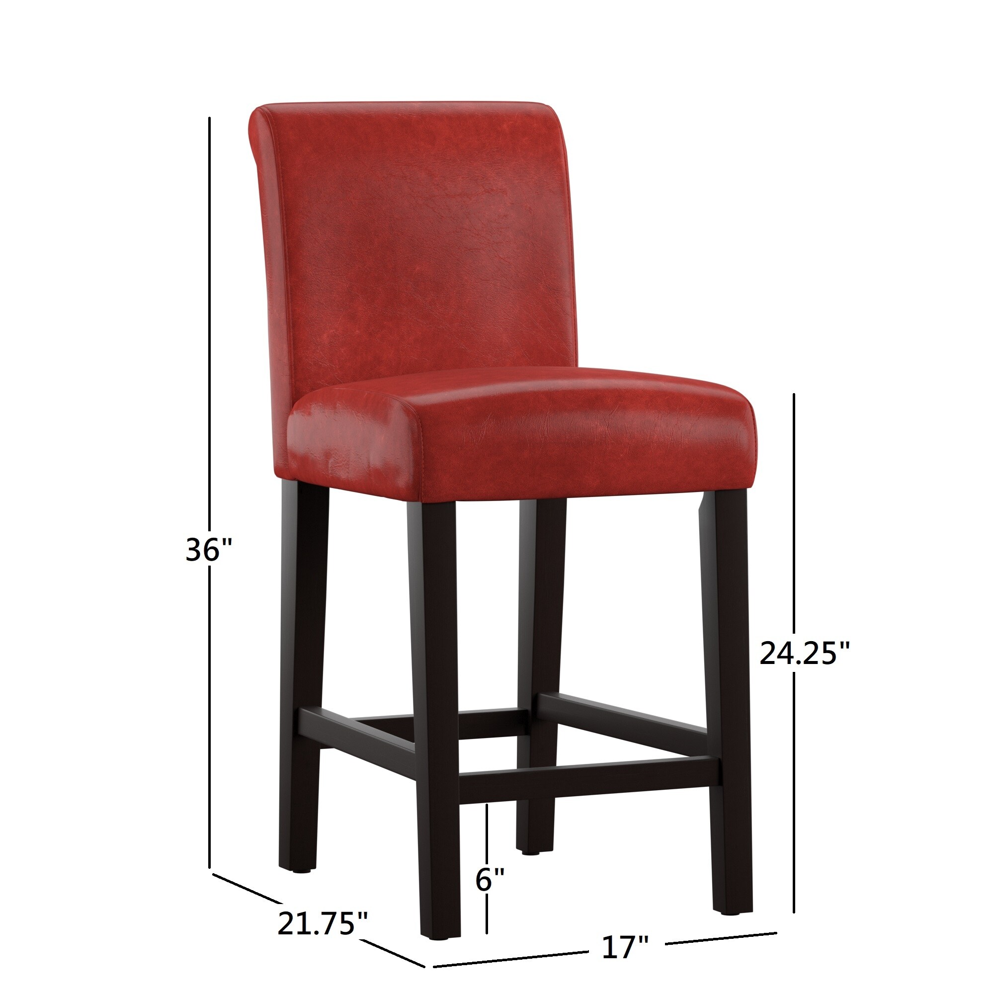 Bennett Red Faux Leather High Back Bar Stools Set Of 2