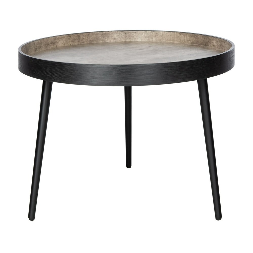EPOWP Modern Round Tray Top Coffee Table, Light Grey/Black