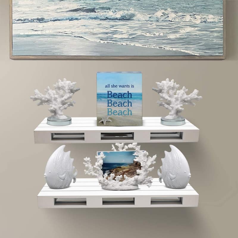 Sorbus Floating Pallet Shelves, Wall Mount Ledge Storage Organizer Set of 2 - 17" L x 7" W x 1.75" H.