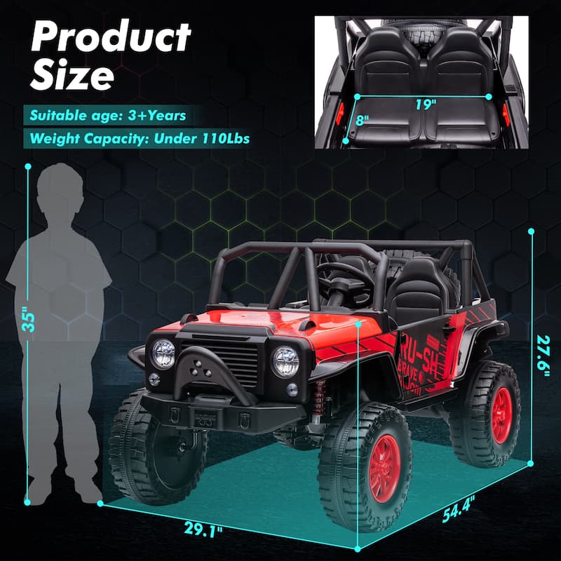 24V 2 Seater Kids Ride On Car Truck with Remote Control, Kids Electric Vehicle