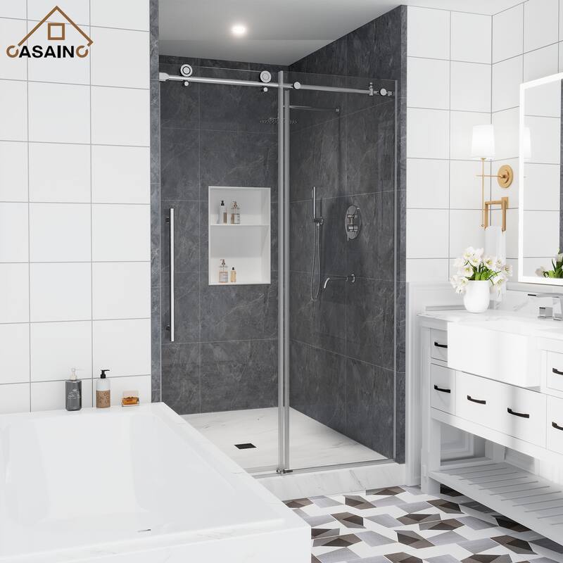CASAINC 48 or 60 in. W x 76 in. H Single Sliding Frameless Shower Door
