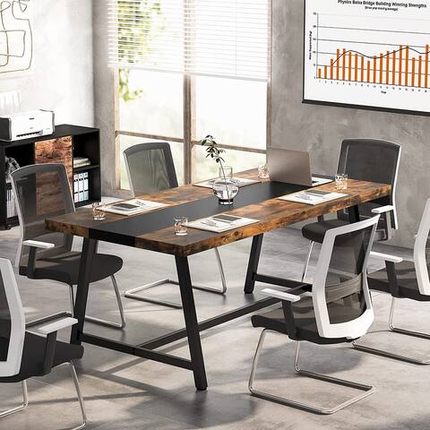 70.9L Rectangle Conference Table, Industrial Wood Meeting Table